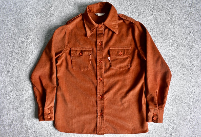 Vtg 60s 70s LEVI'S BIG E Burnt Orange Corduroy Jacket USA Womens Size 13/14 image 1