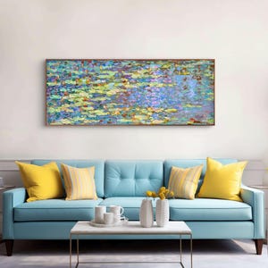 Petals in a Liquid Sky – Original Oil Painting on Canvas by A. Chipil, Impressionist Lily Pond Reflections, commissioned oil art  painting