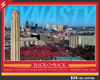2024 Kansas City Chiefs "Sea of Red" Super Bowl LVIII 58 Dynasty Championship Rally stampa - 24 x 18