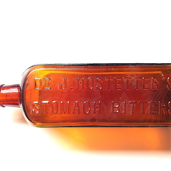 Antique Dr. J. Hostetter's Stomach Bitters Amber Blown Glass Bottle 1800's