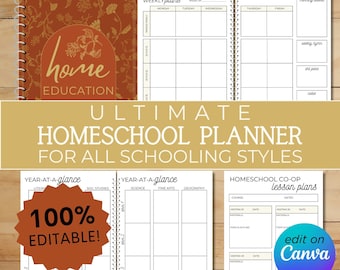 BEWERKBARE Gepersonaliseerde Homeschool Planner voor ALLE scholingsstijlen: Charlotte Mason + Loop Scheduling + Eclectisch + Unit Studies + Klassiek