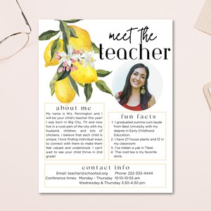 Meet the Teacher Letter Lemon Theme Classroom Editable Canva Template ...