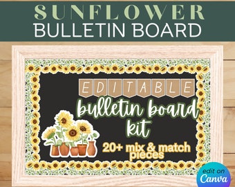 Sunflower Bulletin Board Kit - Bearbeitbares Bulletin Board Dekor für Klassenzimmer, Personalzimmer, Büros