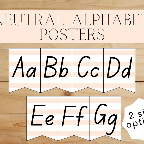 Neutral Alphabet Posters - Bunting Style ABC Cards for the Classroom