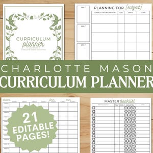 Charlotte Mason Curriculum Planner | Modelos de lista de livros para impressão e rastreadores de planejamento curricular