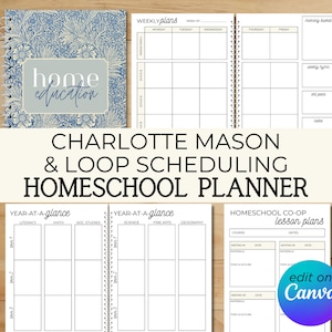 Planner per l'homeschooling definitivo al 100% MODIFICABILE - Charlotte Mason + Loop Scheduling + Bambini multipli + Pianificazione dello studio dell'unità familiare