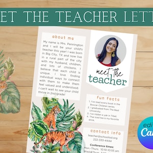 Tema editable de la jungla de la carta Meet the Teacher - Decoración del aula de la jungla boho