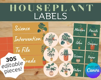 Boho Classroom Labels - Editable Houseplant Themed Classroom Decor