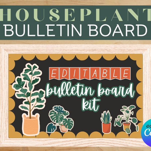 Boho Plant Bulletin Board Kit - Houseplant Theme Classroom Decor