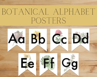 Botanical Alphabet Posters | Boho Plants and Flowers ABC Bunting (Digital Download)