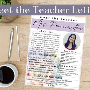 Plantilla de Canva Meet the Teacher Carta Tema suculento/Pastel Meet the Teacher