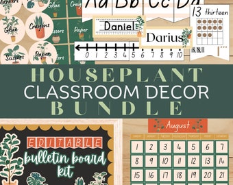 Boho Plant Theme Classroom Decor BUNDLE - Houseplant Classroom