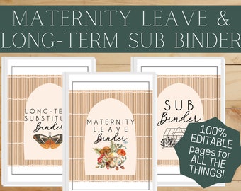 Boho Teacher Binder | Maternity Leave & Substitute (Editable on PowerPoint)