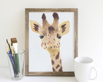 Printable Art  - Baby Giraffe in Watercolor