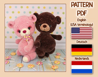 Lollipop bear - Crochet Amigurumi Pattern PDF file by Anna Sadovskaya
