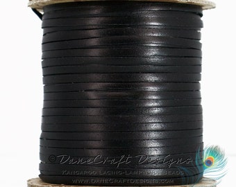 10meter hank BEST 3.0mm 1/8" Width Kangaroo Lace BLACK Kangaroo Leather Lacing 10meter hank BEST 3.0mm 1/8" Width Kangaroo Lace BLACK Kangaroo Leather Lacing