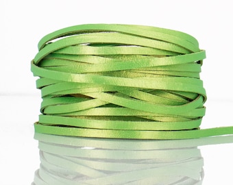 2.5mm 3mm 5mm & 6mm-LIME Super Sparkle Kangaroo Leather Lace-Custom Handmade Color-ALL widths we carry available