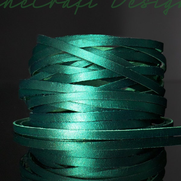 Kangaroo Leather Lace-DaneCraft Custom Color-ALL widths we carry available, 2.5mm, 3mm, 5mm & 6mm-HUNTER GREEN Metallic