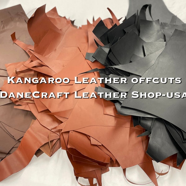 Packer Kangaroo Leather Veg-Tan Leg Offcuts-Leather for Bookmarks, Hat Patches, Earrings, Wallet, Laserable-VEG Tanned-USA Small Business