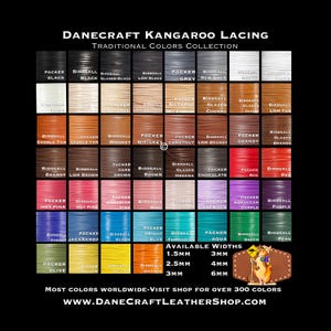 DANECRAFT 3mm (1/8") Width-Kangaroo Leather Lace-TRADITIONAL COLORS-Over 300 colors in our shop! Visit shop for other widths & colors