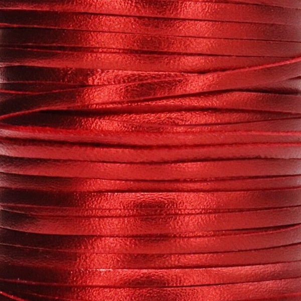 Kangaroo Leather Lace-300+ Colors & 6 Widths!-Buckstitching-BIRDSALL Tannery-RED Metallic Foil-(discontinued limited supply)