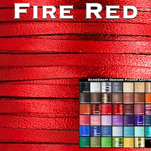 Kangaroo Leather Lace-Over 200 Colors-Leather Lacing, Buckstitching-PACKER Kangaroo Leather-FIRE RED Metallic (Discontinued limited supply)