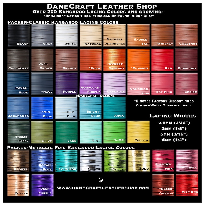 3mm 1/8 Width-Kangaroo Leather Lace-BIRDSALL Leather-STANDARD COLORS-Over 300 colors in our shop zdjęcie 4