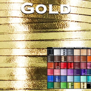 Kangaroo Leather Lace-Over 200 Colors-Leather Lacing, Buckstitching-PACKER Kangaroo Leather-GOLD FOIL Metallic (discontinued limited supply)