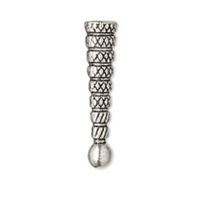 Bolo Tips Pair-Crosshatch antique silver-finished &quot;pewter&quot; 31x7mm with 5mm ball and cross hatch design.