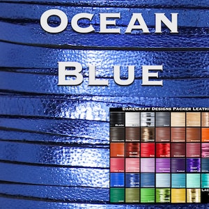 Kangaroo Leather Lace-Over 200 Colors-Leather Lacing-PACKER Kangaroo Leather-OCEAN BLUE Metallic (Discontinued limited supply)