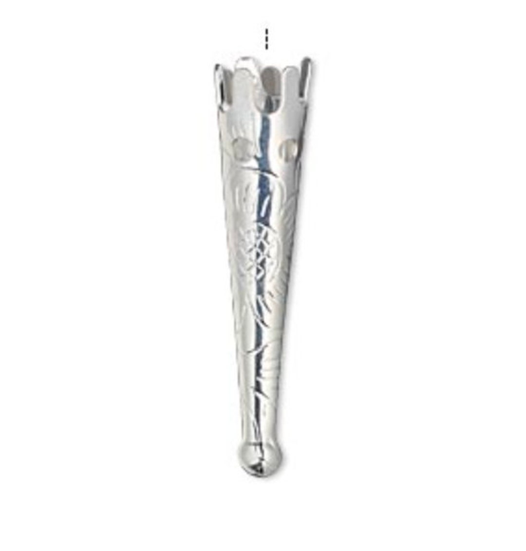 Bolo Tips Pair Bolo Tips, Silver-plated Steel, 33x7mm With Flower Design. 6mm ...
