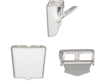 ボロスライド、銀メッキ鋼、15 x 14 mmレバーアクション（2つのオプション）最大4 mmコードに適合-1個