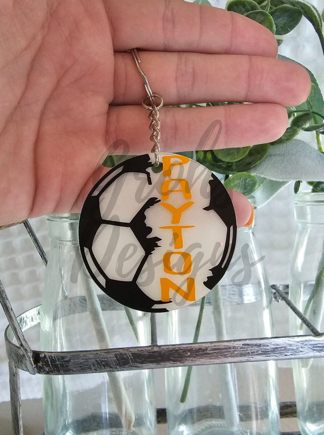 Personalized Sports Keychain Soccer Name Tag Sports Team Etsy
