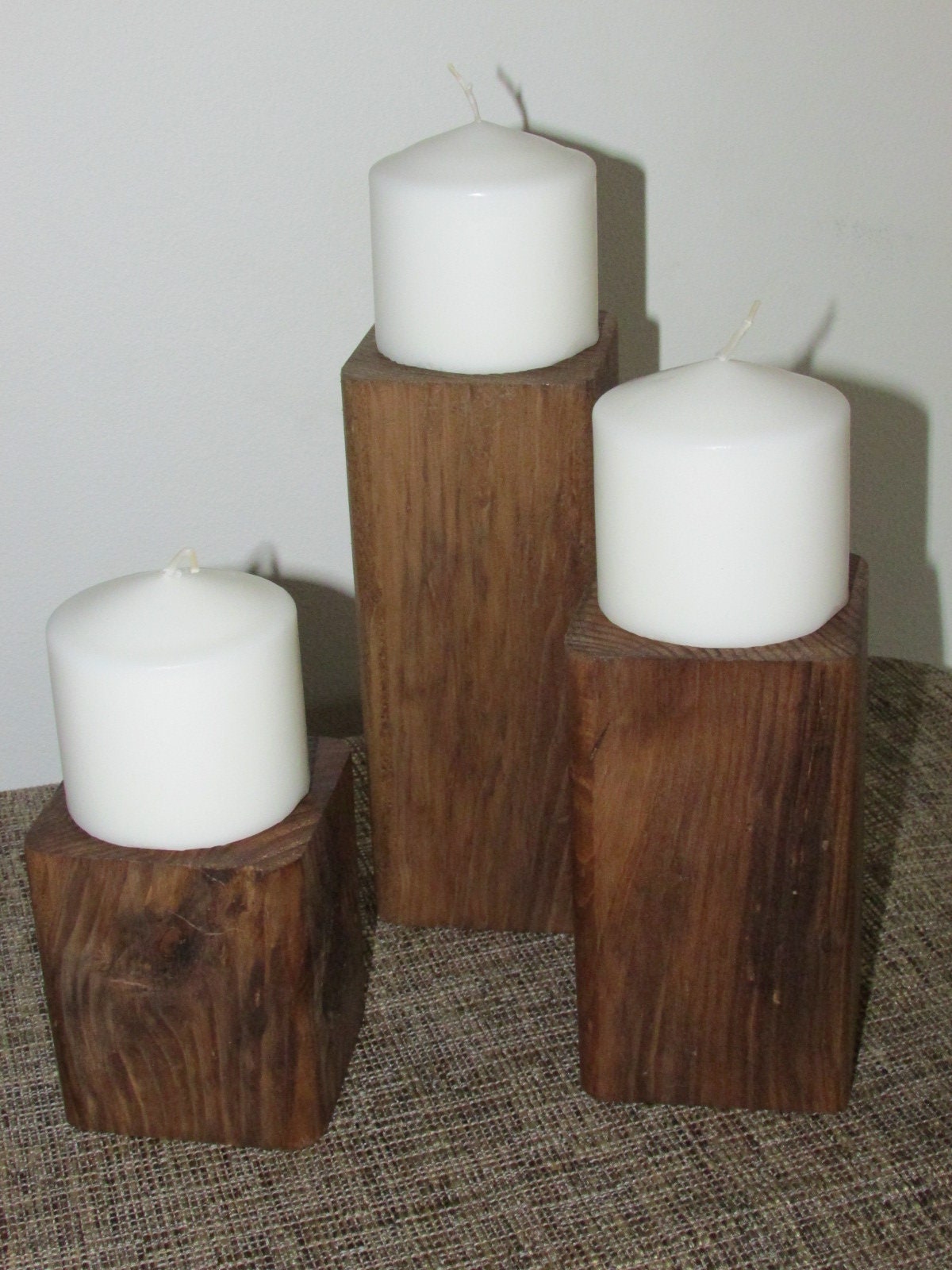 Wood Block Risers, Set of 3 Rustic Solid Block Pedestal Risers ...