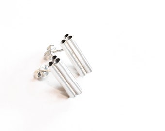 STERLING SILVER Earrings, Contemporary Jewelry, Minimal Geometric Jewellery, Perfect  Gift for her, jewellery lover, Believe Mood, Tubes