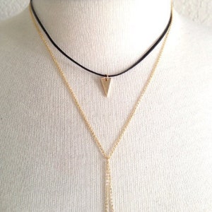 Choker,Choker Necklaces,Triangle Necklaces,Triangle Choker Necklaces,Triangle Charm Necklaces,Layering Necklaces,Lace Choker Necklaces