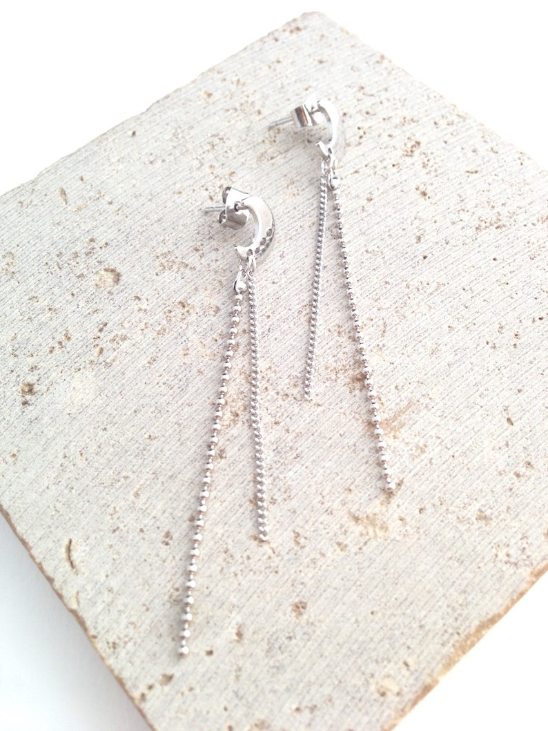 Moon Earring,Silver Moon Earring,Moon Dangle Earring,Crescent Moon Dangle Earring,Crescent Moon Earring,Tiny Crescent Moon Dangle