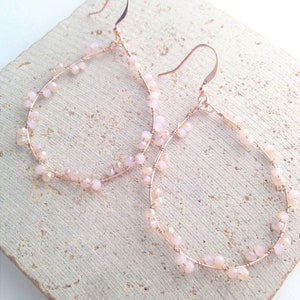Tear Drop Earring,Beaded Tear Drop Earring,Rose Gold Tear Drop Earring,Bead Earring,Dew Drop Earring,Bridesmaid Earring