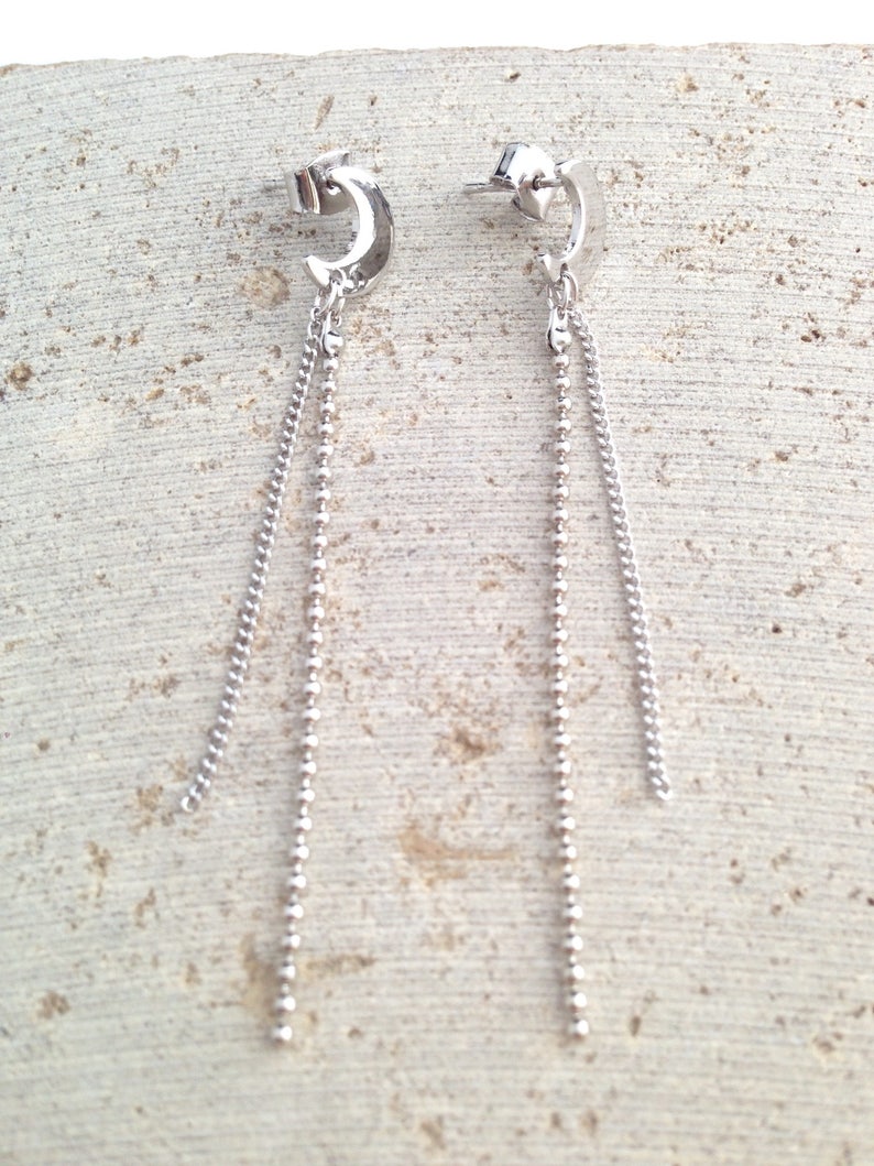 Moon Earring,Silver Moon Earring,Moon Dangle Earring,Crescent Moon Dangle Earring,Crescent Moon Earring,Tiny Crescent Moon Dangle
