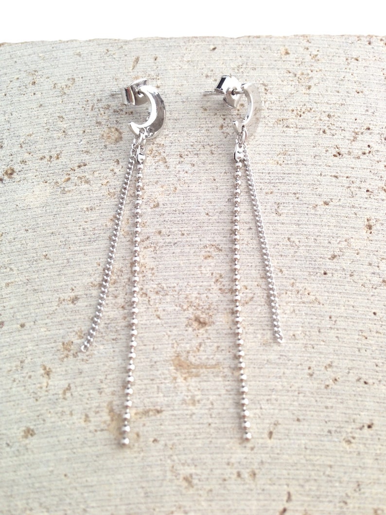 Moon Earring,Silver Moon Earring,Moon Dangle Earring,Crescent Moon Dangle Earring,Crescent Moon Earring,Tiny Crescent Moon Dangle