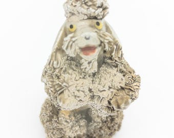 Fantastic Grey Spaghetti Poodle 1950's Porcelain with red tongue Poised