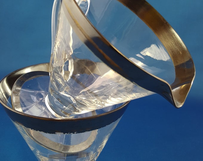 Faceted Glass and Silver Cream and Sugar