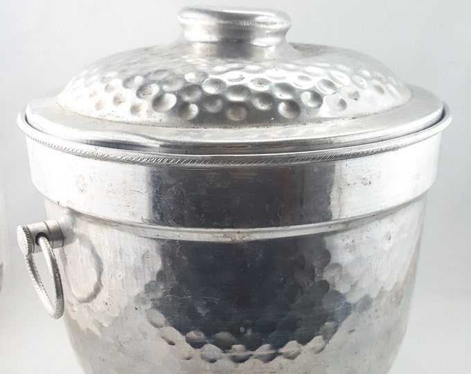 Mid Century Hammered Aluminum Ice Bucket