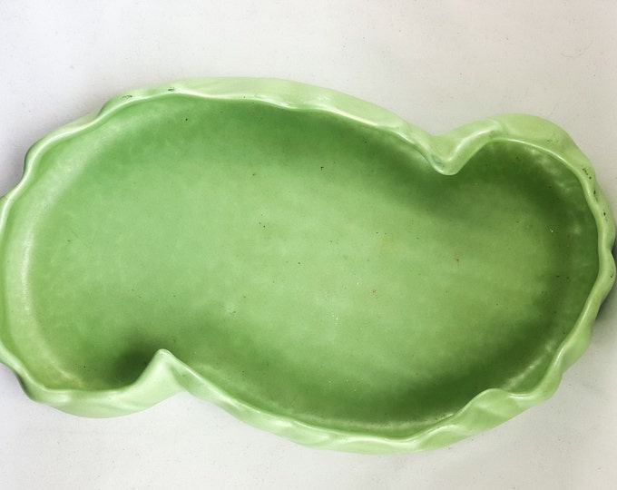 NEW PRICE!!  Celery Green Ceramic Lo-Rise Crimped Planter