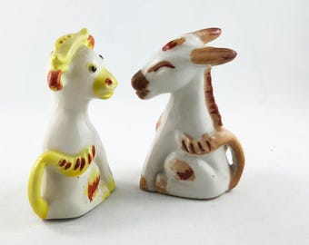 Vintage Mule and Cow Salt and Pepper Shakers