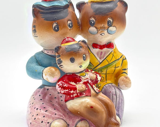 Very Unique Vintage Bear Family Salt and Pepper Shakers without stoppers