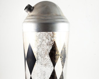 Art Deco Gilt Glass Harlequin Pattern Cocktail Shaker