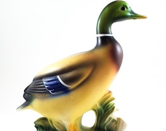 Vintage Ceramic Bisque Hand-painted Duck/Mallard Figure