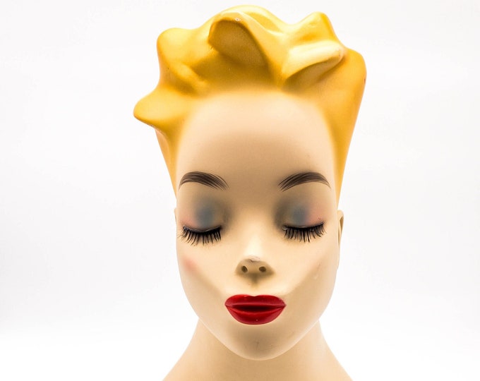 Vintage Mid Century Extra Large Lulu "Kiss Me" Mannequin Head Matte Heavy Fiberglass Bust