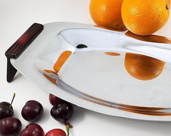 Mid Century Modern Glo Hill Gourmates Chrome Server with Bakelite Handles and Legs